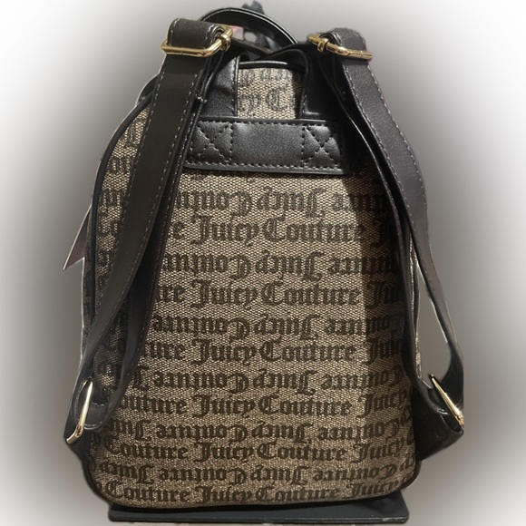 JUICY COUTURE NWT Taupe Brown Gold-Tone Hardware Glam Backpack Purse Bag - Picture 7 of 7